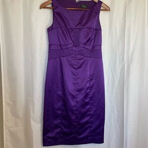 DRESSBARN COLLECTION Women’s Purple Silky Pencil   Mini Formal Sleeveless Size 4
